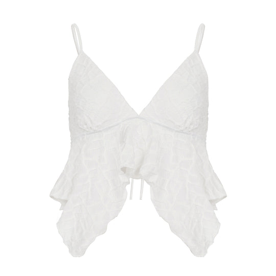Damen Freizeit Top mit verspieltem Rüschen-Design und Spaghetti-Trägern EB
