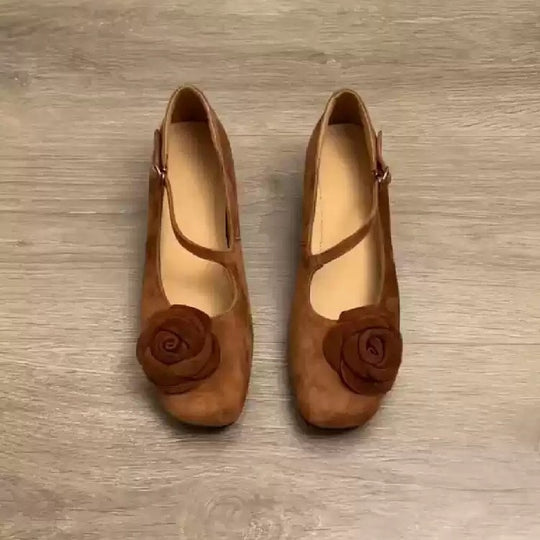 Damen elegante Ballerinas mit floralem Akzent und komfortablem Fußbett EB