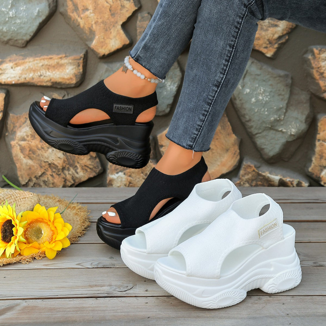 Damen Wellness-Sandalen mit atmungsaktivem Strickoberteil und rutschfester Sohle EB