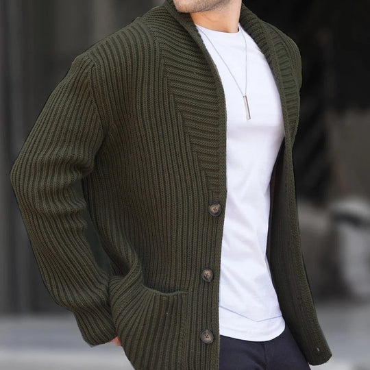 Herren Strickjacke mit tiefem Ausschnitt und knöpfen EB