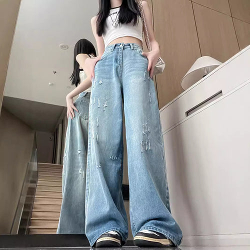 Damen Weite Bootcut-Jeans mit modischem Destroyed-Effekt EB