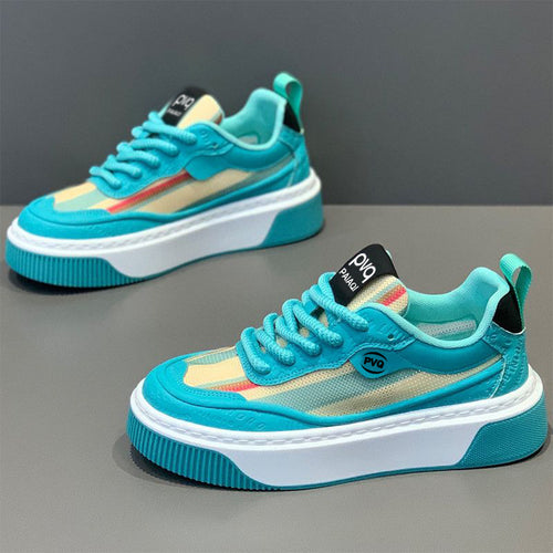 Damen modische Plateau Sneakers mit atmungsaktiver Obermaterialkombination und rutschfester Sohle EB