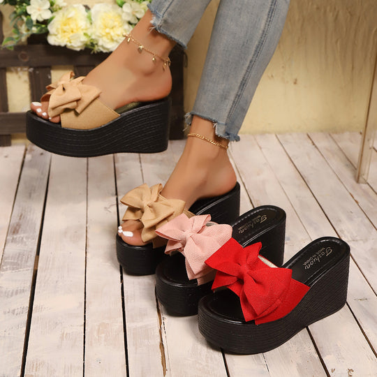 Damen Plateausandalen mit dekorativem Schleifen-Design EB