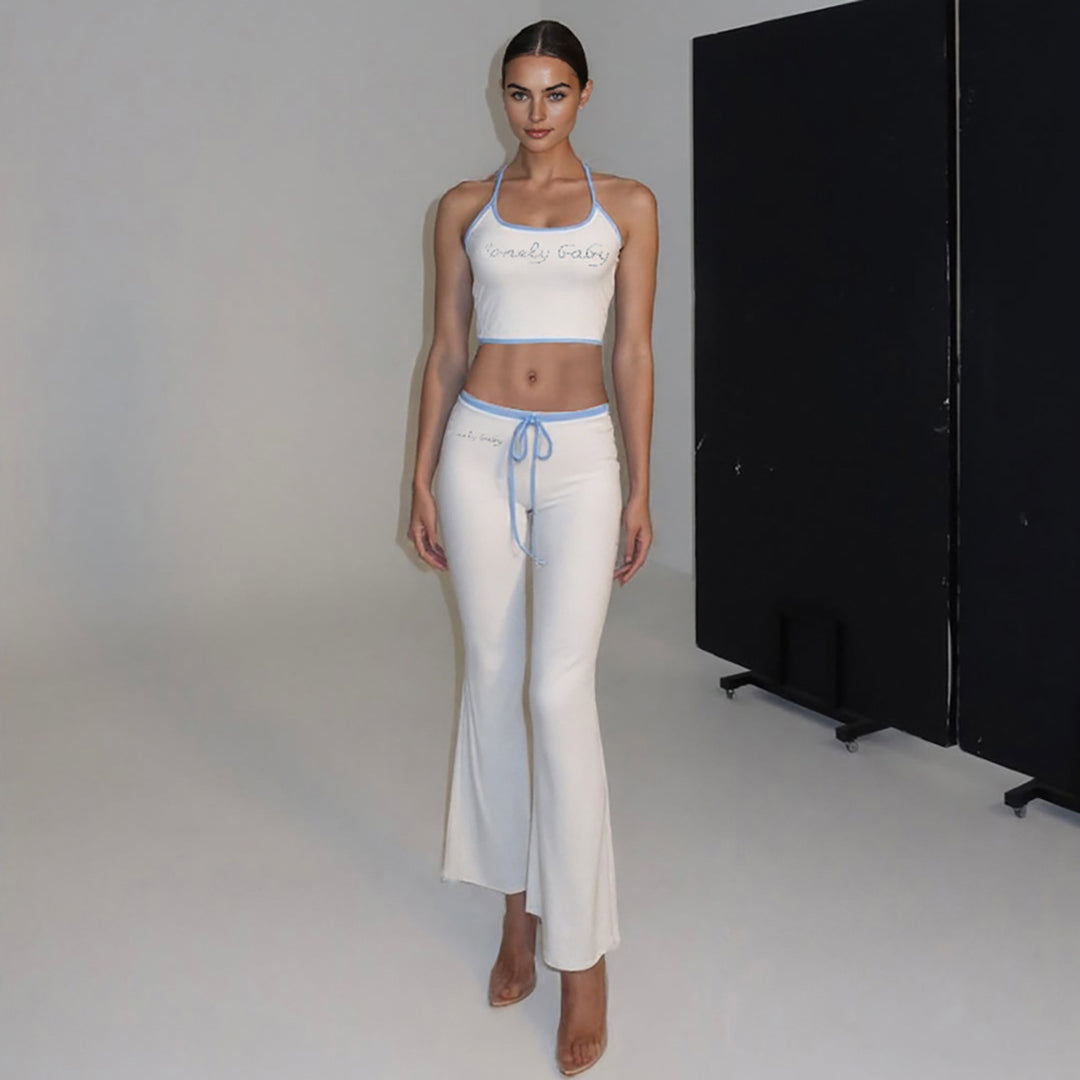 Damen Sportliches Zweiteiler-Set mit bra und weit geschnittener Hose EB