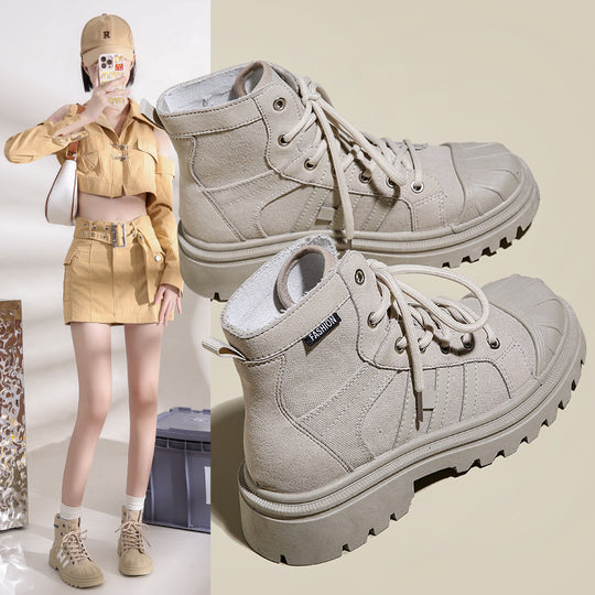 Damen Hochformat Sneaker aus robustem Textil mit trendiger Profilsohle EB