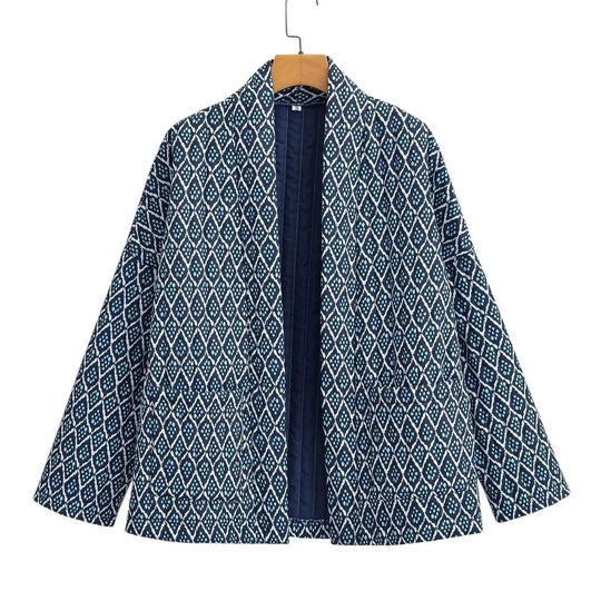 Damen Kimono-Jacke mit elegantem Muster und lockerer Passform EB