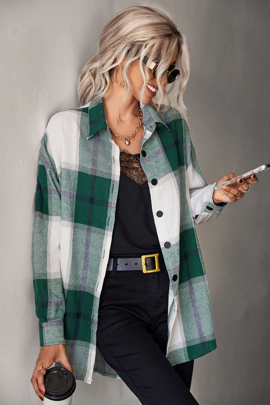 Damen Hemdenjacke im karierten Design mit großen Taschen und komfortablem Schnitt EB