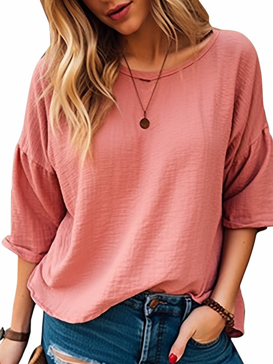 Damen Oversized Langarmshirt aus weich strukturiertem Material EB