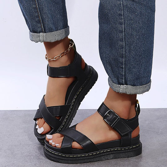 Damen Riemensandalen mit ergonomischem Fußbett und verstellbarem Schnallenverschluss EB