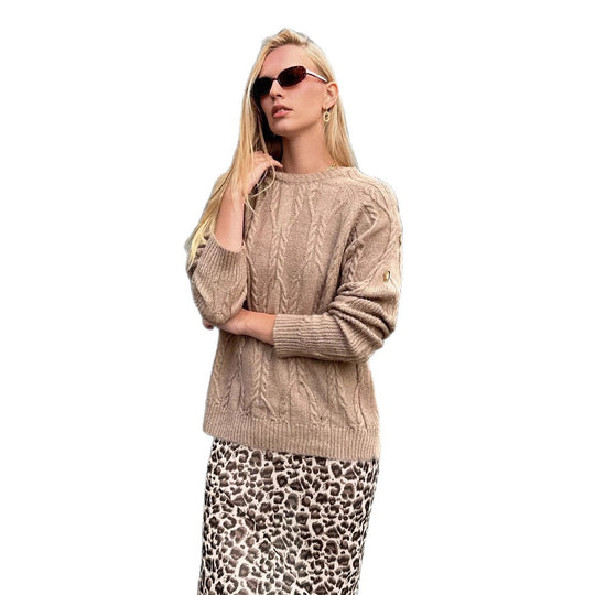 Damen Pullover mit Kabelstrickmuster und lässigem Schnitt EB