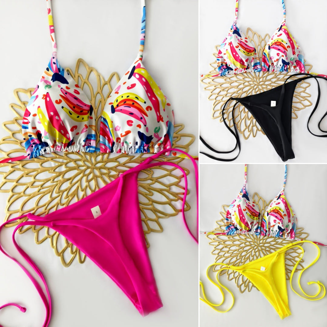 Damen Bikini-Set mit trendigem Animal-Print und modischem Schleifen-Detail EB