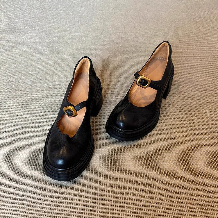 Damen elegante Ballerina-Pumps mit verstellbarem Riemchen und stabiler Absatzhöhe EB