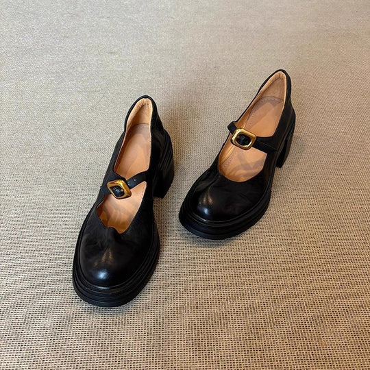 Damen elegante Ballerina-Pumps mit verstellbarem Riemchen und stabiler Absatzhöhe EB