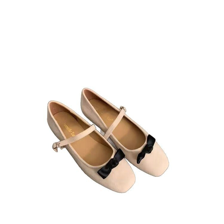 Damen elegante Ballerinas mit modischem Mary Jane-Riemchen und Schleifenverzierung EB