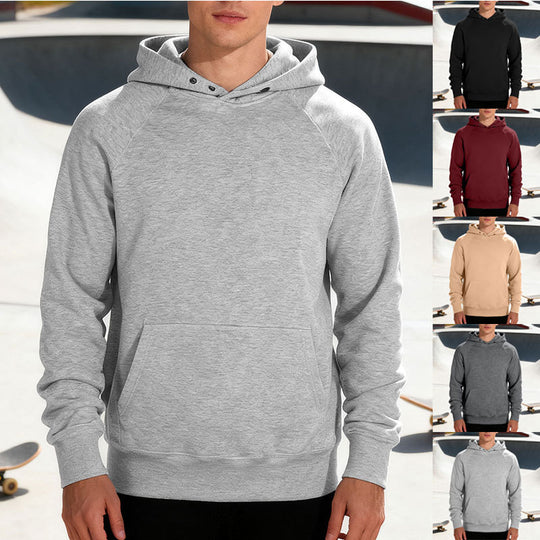 Herren nan Sweatstoff Kapuzenpullover mit Raglanärmeln, Kängurutasche und verstärktem Saum EB