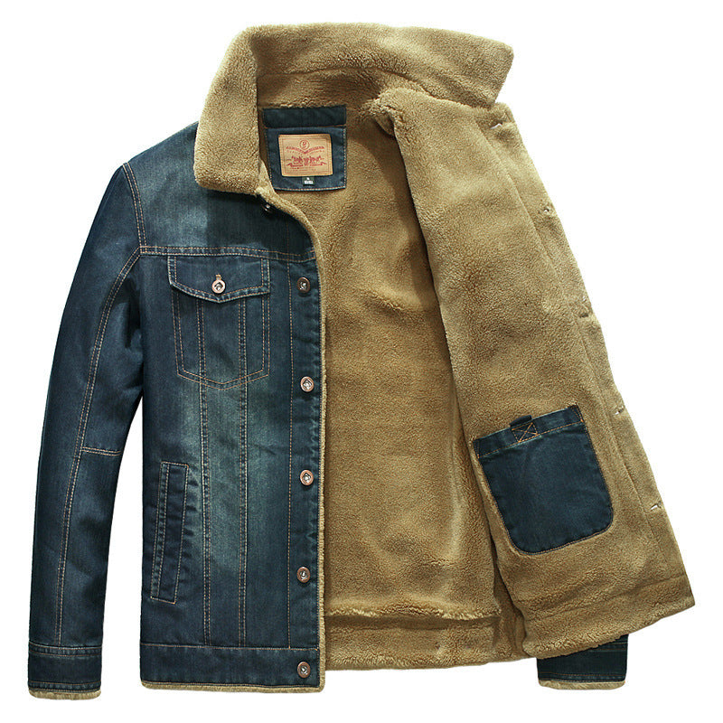 Herren Jeansjacke mit durchgehendem Sherpa‑Futter und klassischem Hemdkragen EB