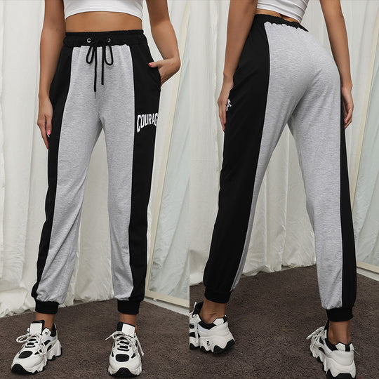 Damen sportliche Jogginghose mit elastischem Bund und seitlichen Taschen EB