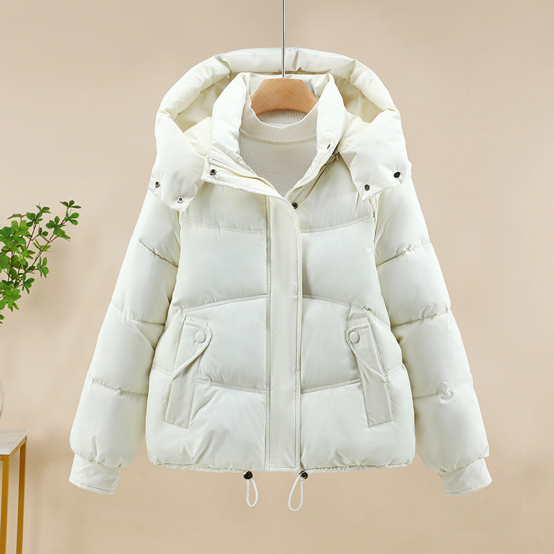 Damen moderne Pufferjacke mit abnehmbarer Kapuze und praktischen Taschen EB