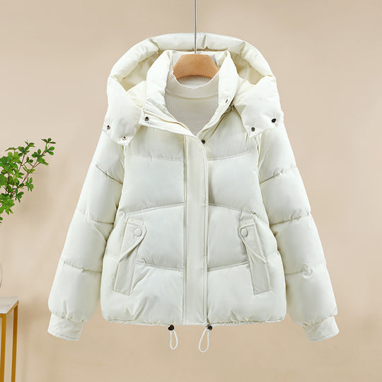 Damen moderne Pufferjacke mit abnehmbarer Kapuze und praktischen Taschen EB