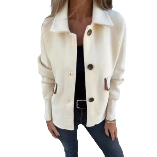 Damen gemütliche Cardigan-Jacke mit Knöpfen EB