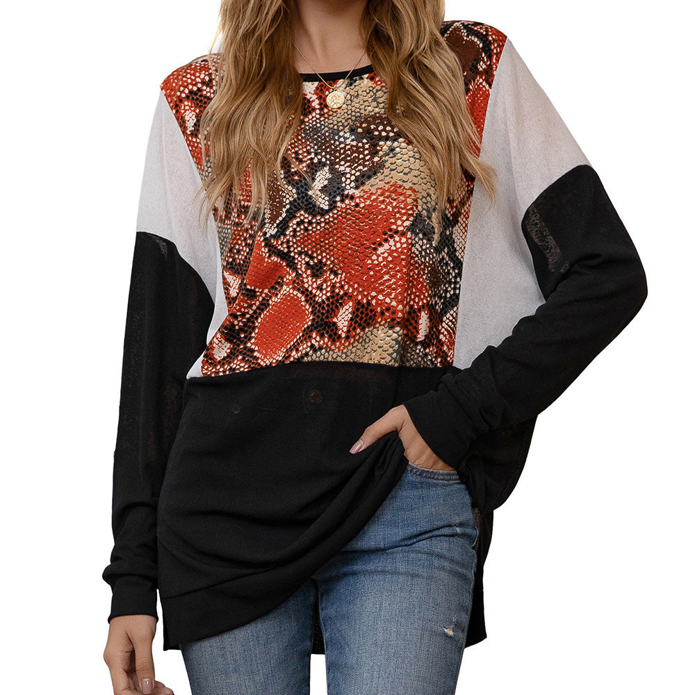 Damen modisches Langarmshirt mit tierischem Motiv und schicken Design EB