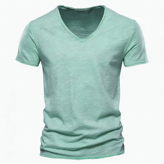 Herren nan leichtes Baumwolljersey Kurzarmshirt mit V-Ausschnitt und schmaler Passform EB