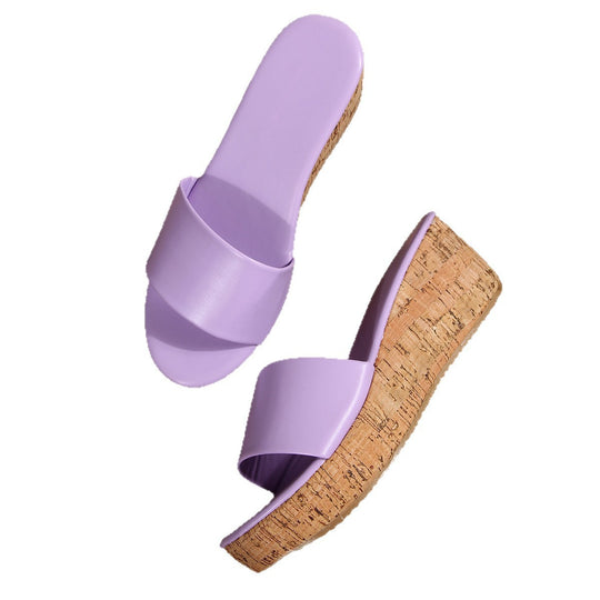 Damen Komfortable Wedge-Pantoletten mit breitem, verstellbarem Riemen EB