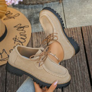 Damen modische Schnürschuhe mit robustem Profil und weichem Wildleder EB