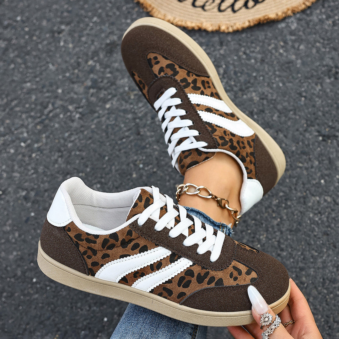 Damen Sneakers im Leopardenmuster mit bequemer Sohle EB