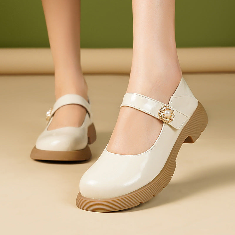 Damen elegante Mary Jane Ballerinas mit Schmuckdetail und rutschfester Sohle EB