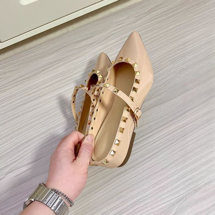 Damen elegante Slingback Ballerinas mit dekorativen Nieten EB