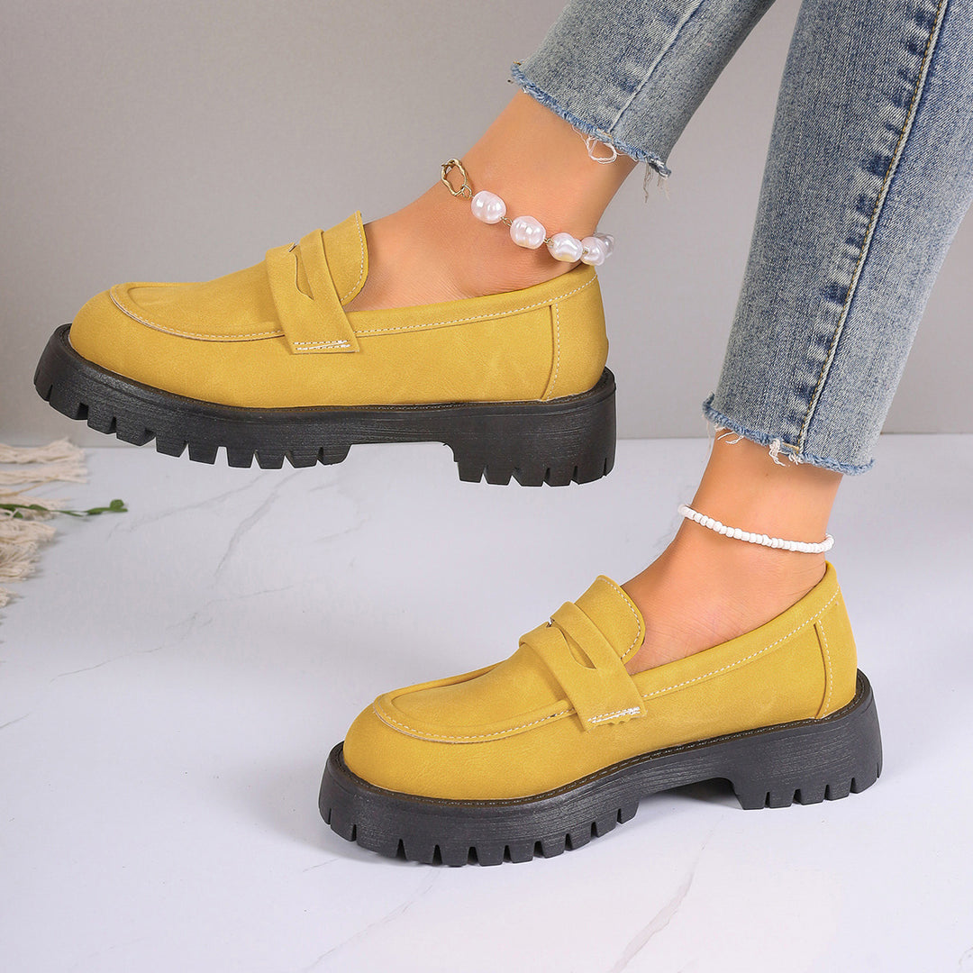 Damen nan Plateau-Loafer mit Profilsohle und Velourslederoptik EB