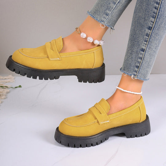 Damen nan Plateau-Loafer mit Profilsohle und Velourslederoptik EB