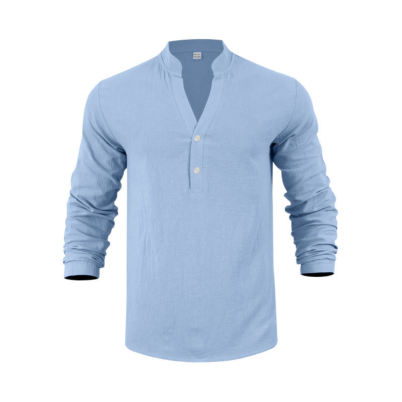 Herren Langarm-Henley-Shirt mit bequemen Knöpfen und lässigem Schnitt EB