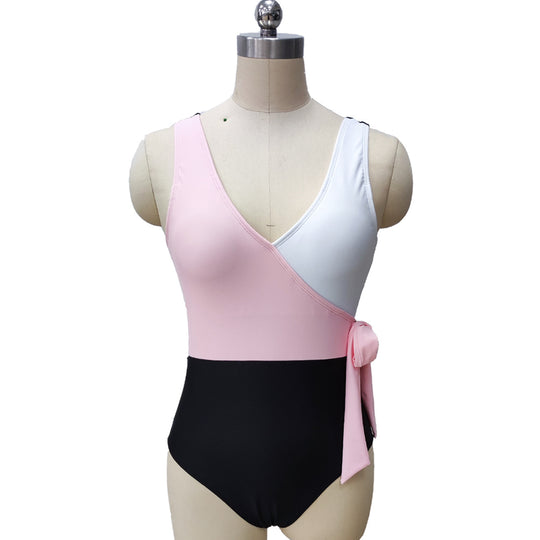 Damen Eleganter Wickelbadeanzug mit asymmetrischem Schnitt EB