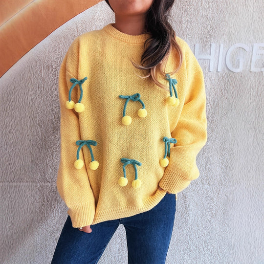 Damen Kuscheliger Pullover mit verspielten Quasten EB