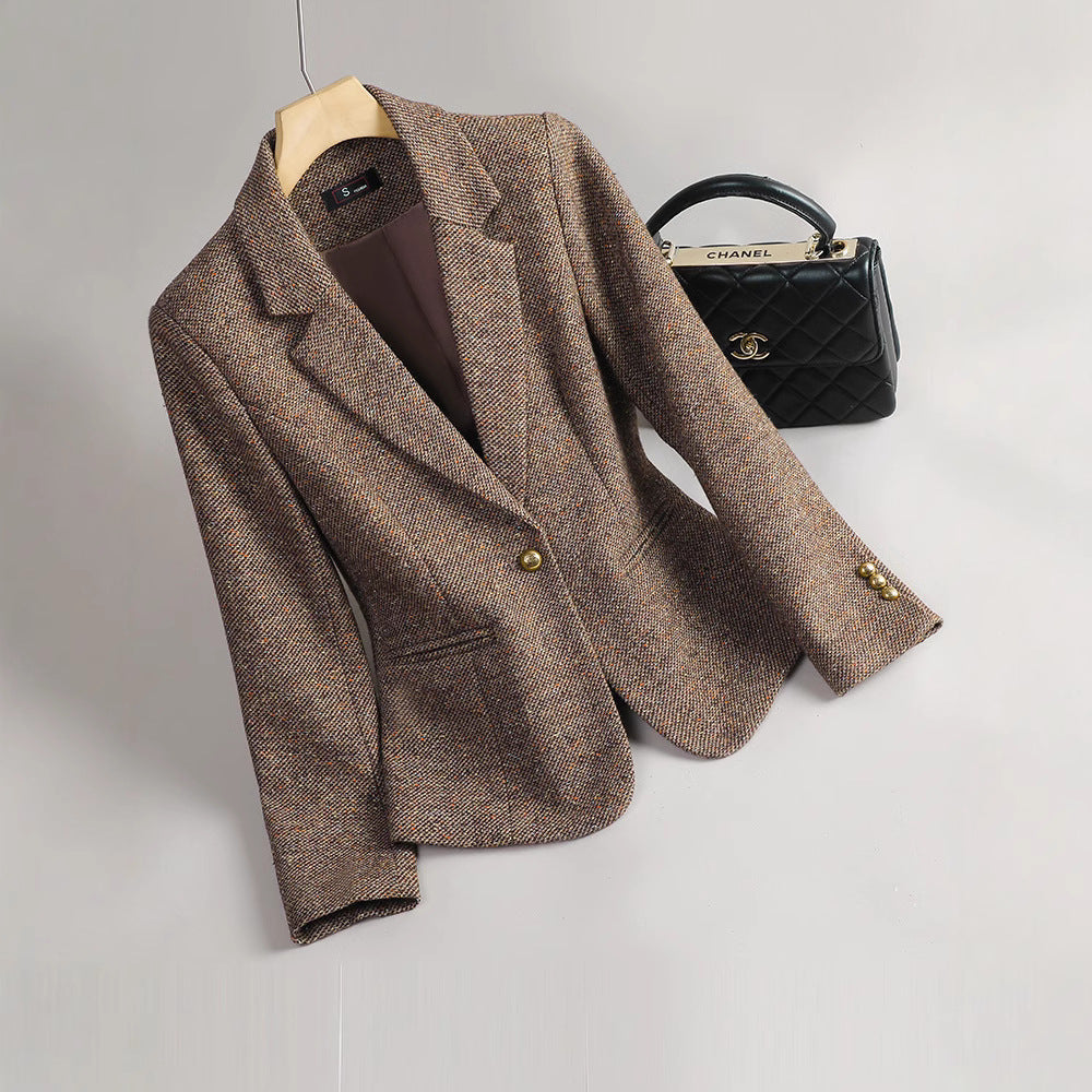 R&B | Blazer Taillierte Passform Luxuriöser Stoff Ein Knopf Knopfdetails