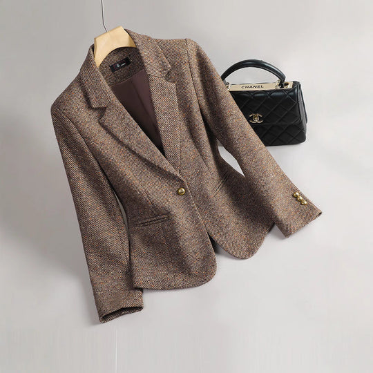 R&B | Blazer Taillierte Passform Luxuriöser Stoff Ein Knopf Knopfdetails