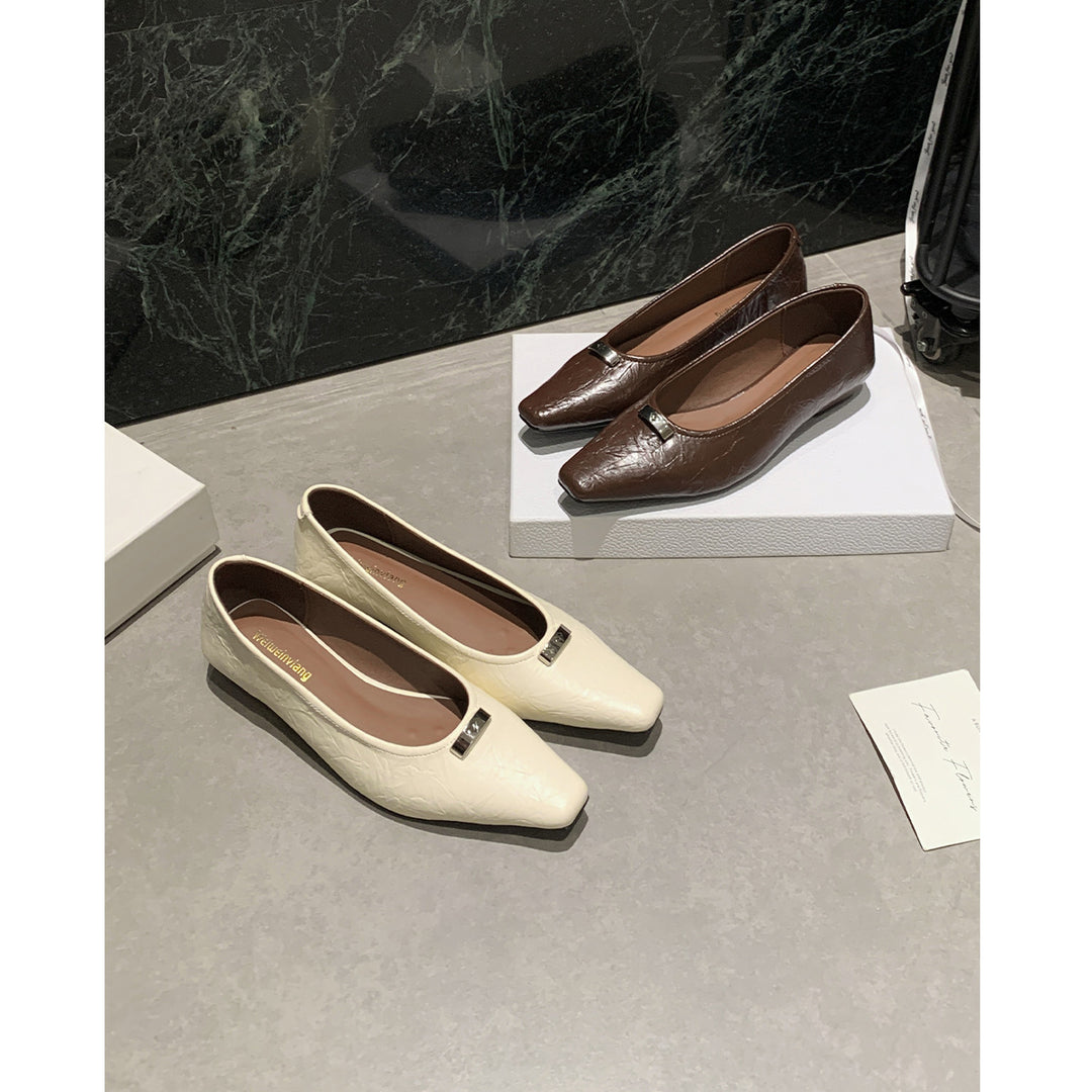 Damen spitze Ballerinas mit modischem Schnallenakzent und komfortablem Fußbett EB