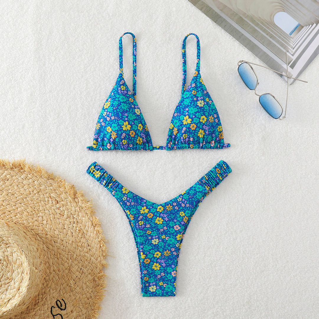 Damen Triangel-Bikini mit floralen Mustern EB