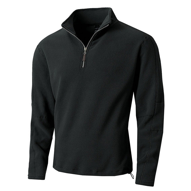 Herren Fleece-Pullover mit halblangem Reißverschluss und Stehkragen EB