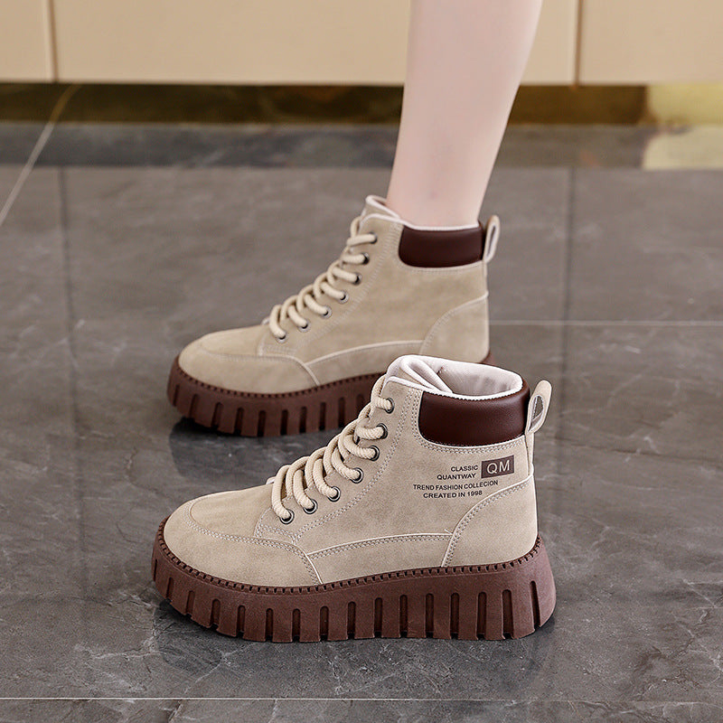 Damen High-Top Sneakers mit dicker Gummisohle und trendigem Obermaterial EB