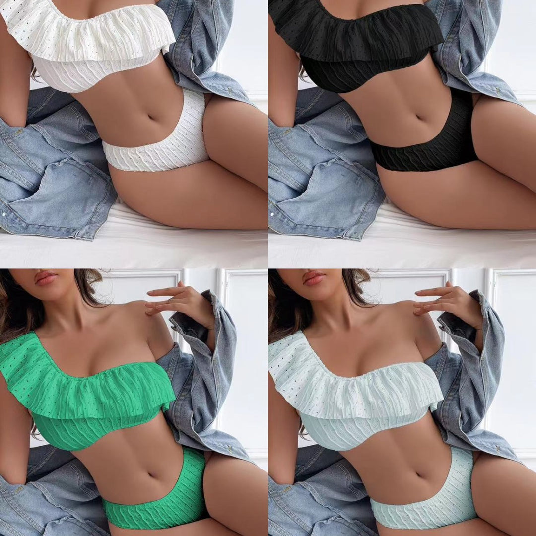 Damen Voluminöses Rüschenset mit asymmetrischem Oberteil EB