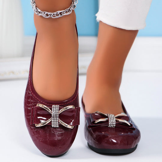 Damen Elegante und bequeme Ballerinas mit Schleifenapplikation EB