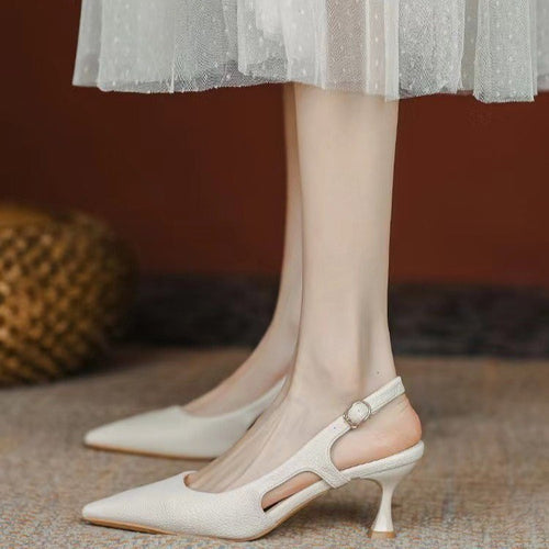 Damen spitze Slingback-Pumps mit elegantem Blockabsatz EB