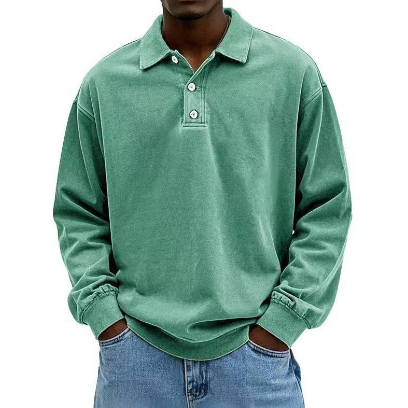 Herren Oversize Langarm Polo aus Baumwollmix EB