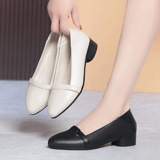 Damen elegante Decksohle Ballerinas mit Blockabsatz EB