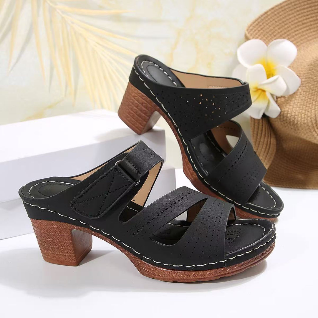 Damen Wedge-Pantoletten mit atmungsaktivem Obermaterial und verstellbarem Riemen EB