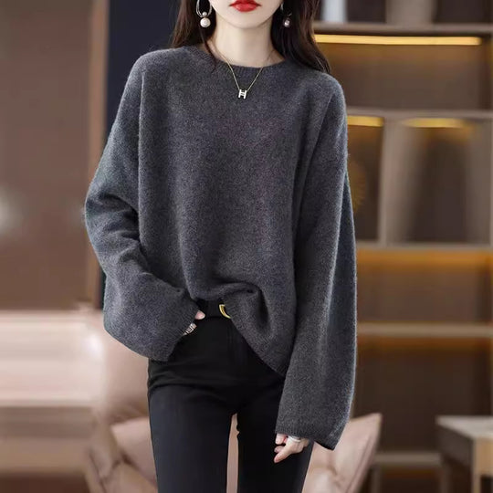 Damen Oversized Strickpullover mit weitem Schnitt und langen Ärmeln EB