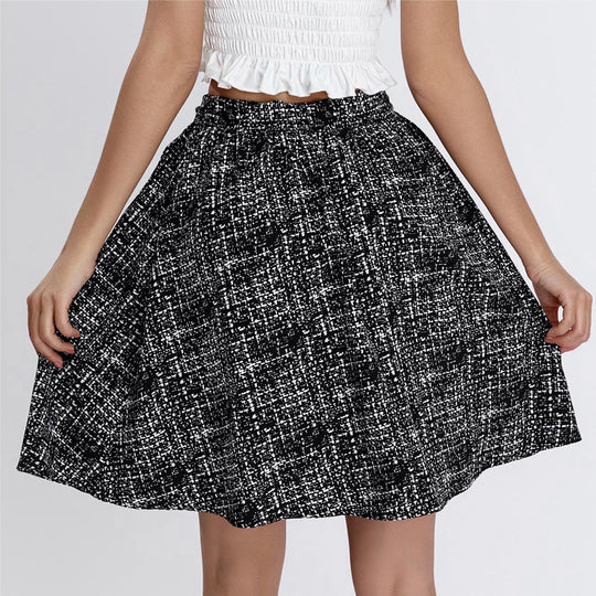Damen Midirock mit elegantem Karomuster und weitem Schnitt EB